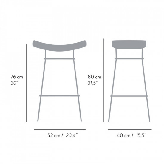 Dimensions of the Bienal leather stool 76 cm