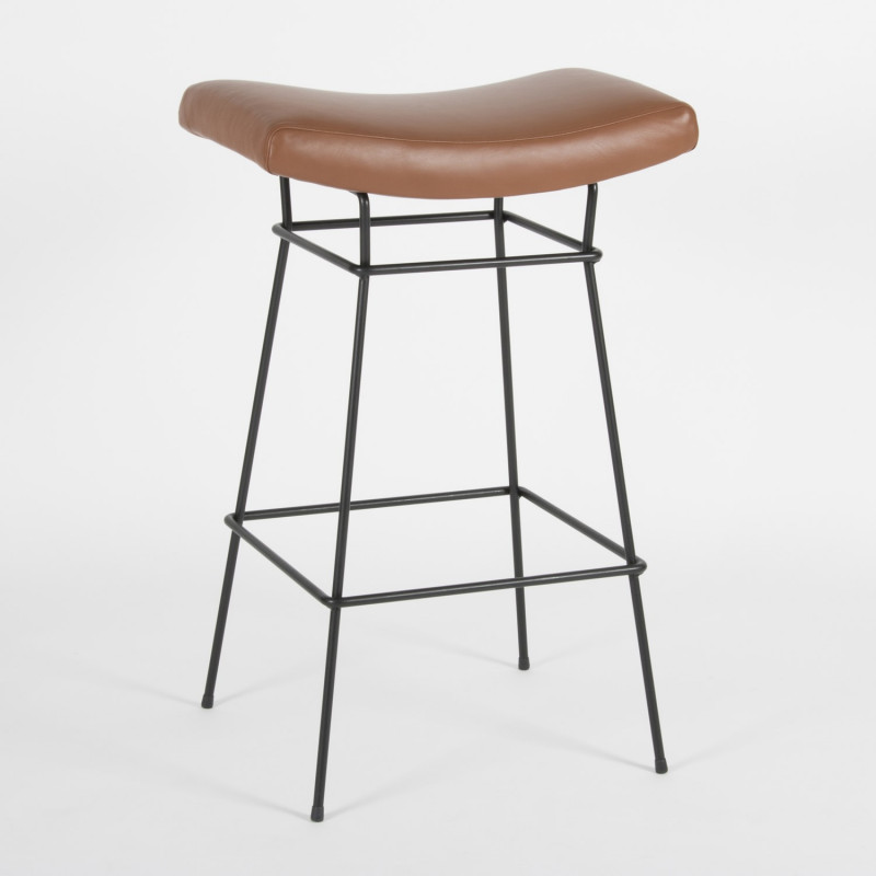 Bienal Stool - 76cm - chocolate leather - 3/4 view