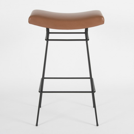 Tabouret Bienal - 76cm - cuir chocolat - vue de face