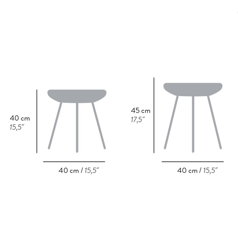 Dimensions of the wooden staking stool Tribo