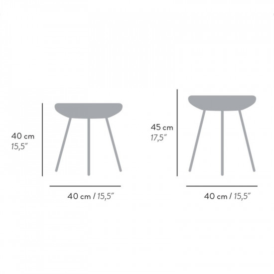 Dimensions of the wooden staking stool Tribo
