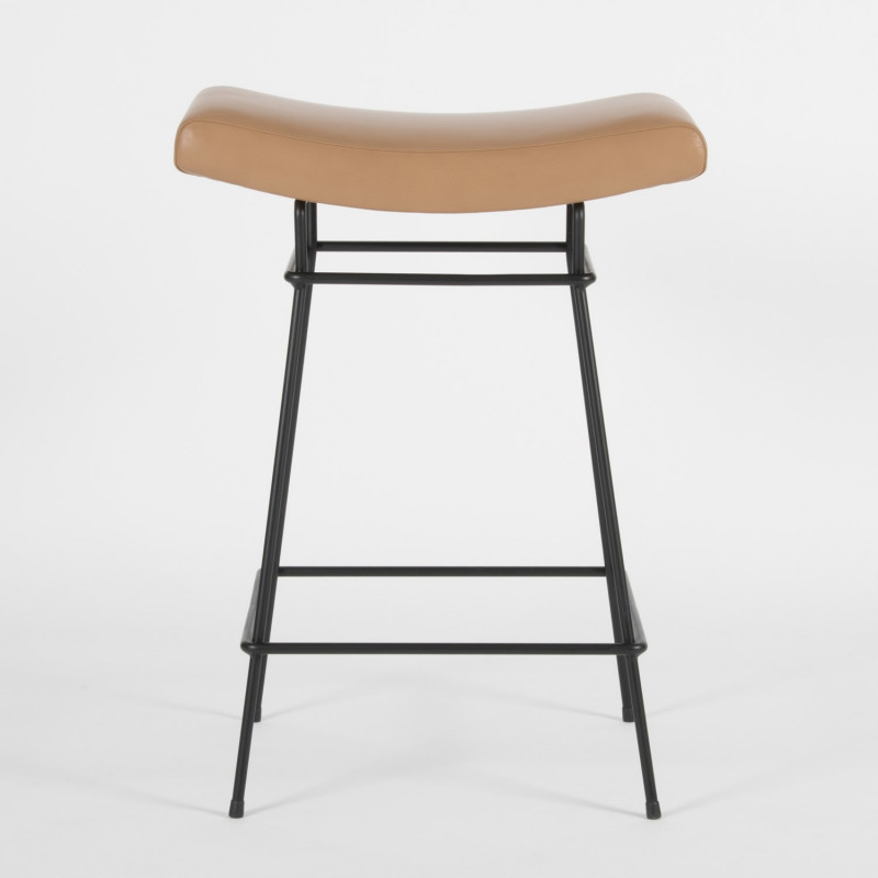 Bienal Stool - 66cm - almond leather - front view
