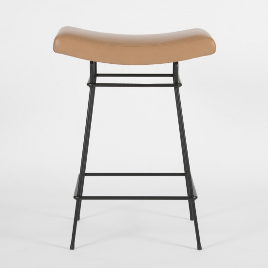Bienal Stool - 66cm - almond leather - front view
