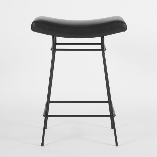 Bienal Stool - 66cm - black leather - front view