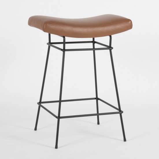 Bienal Stool - 66cm - chocolate leather - 3/4 view