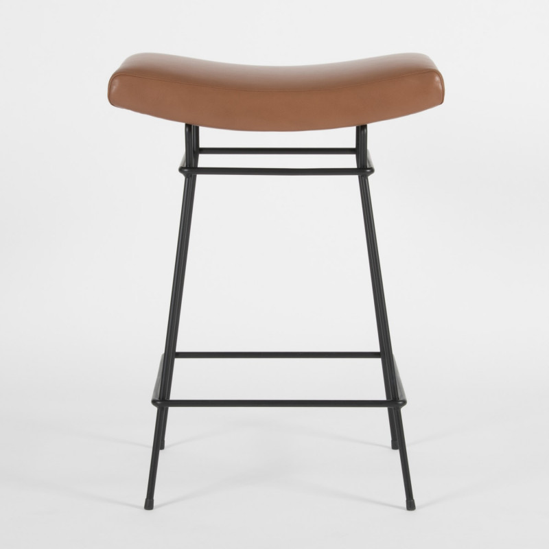 Bienal Stool - 66cm - chocolate leather - front view