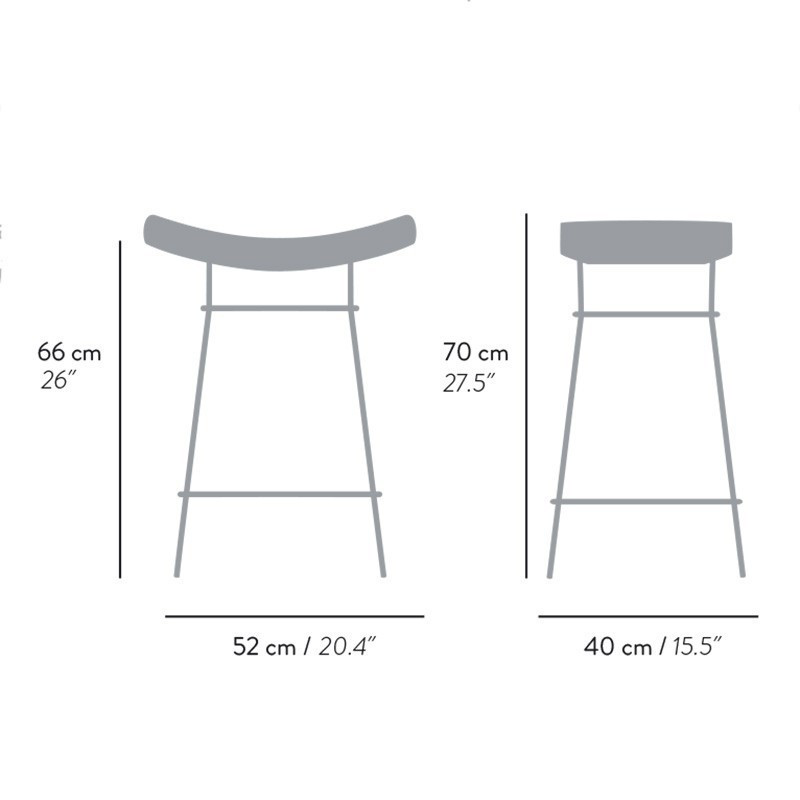 Dimensions du tabouret en cuir Bienal 66 cm