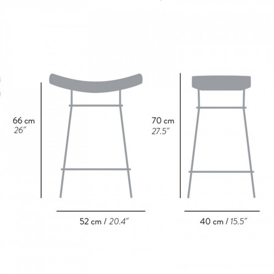 Dimensions of the Bienal leather stool 66 cm