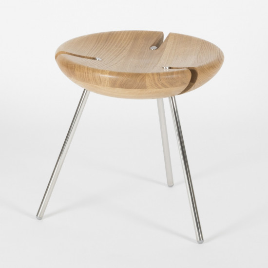 Tabouret empilable en bois Tribo - 40cm - Acier inoxydable - Vue de 3/4