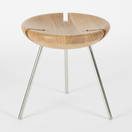 Tribo Wooden Stool - 40cm - Stainless Steel - front view