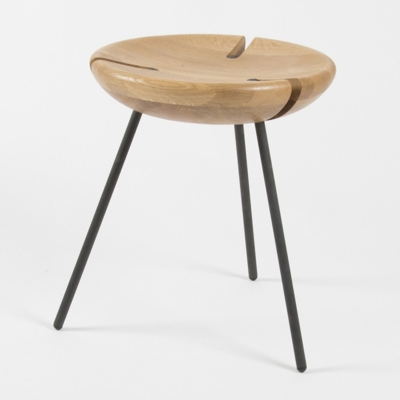 Tribo Wooden Stool - 45cm - Phosphated Steel - 3/4 view