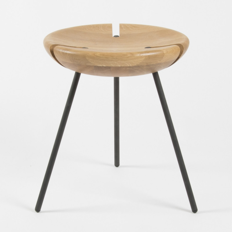 Tribo Wooden Stool - 45cm - Stainless Steel - front view