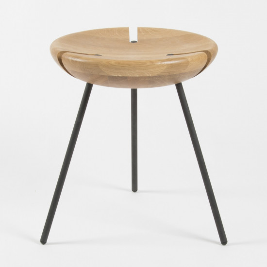 Tribo Wooden Stool - 45cm - Stainless Steel - front view