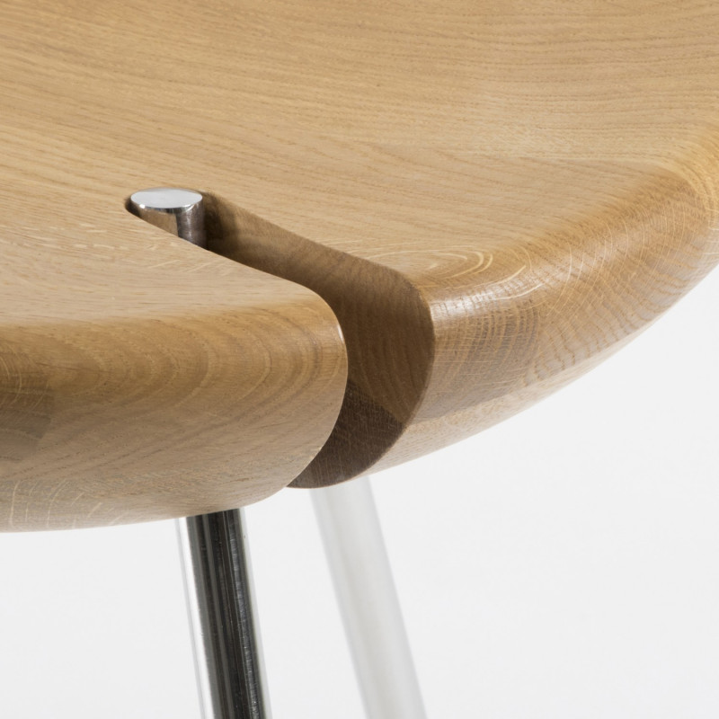 Tribo Wooden Stacking Bar Stool - Stainless Steel - Detail view