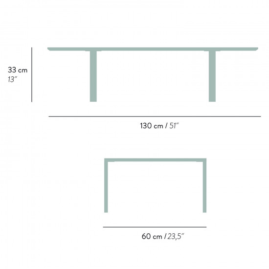 Dimensions de la table basse en marbre de Carrare Quattro Cantoni