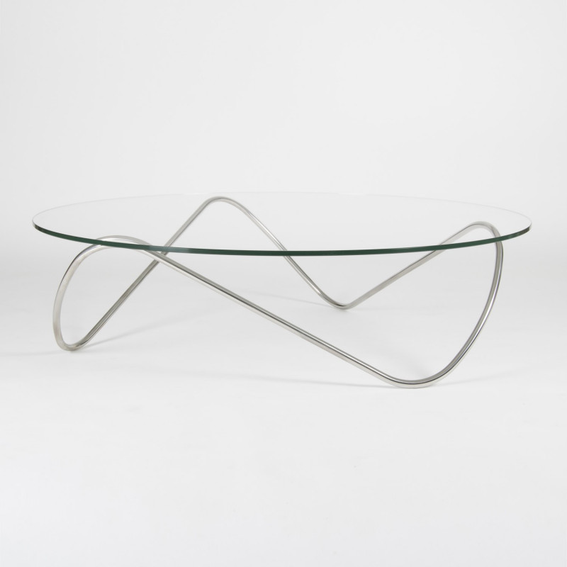 Kaeko glass coffee table - Stainless steel - 3/4 view