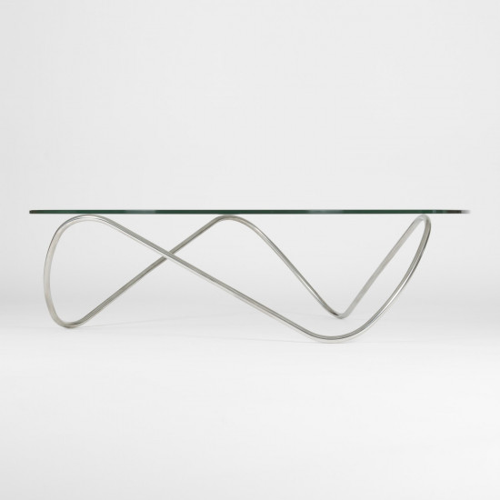 Kaeko glass coffee table - Stainless steel - front view