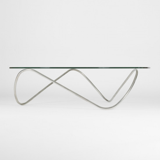 Kaeko glass coffee table - Stainless steel - front view