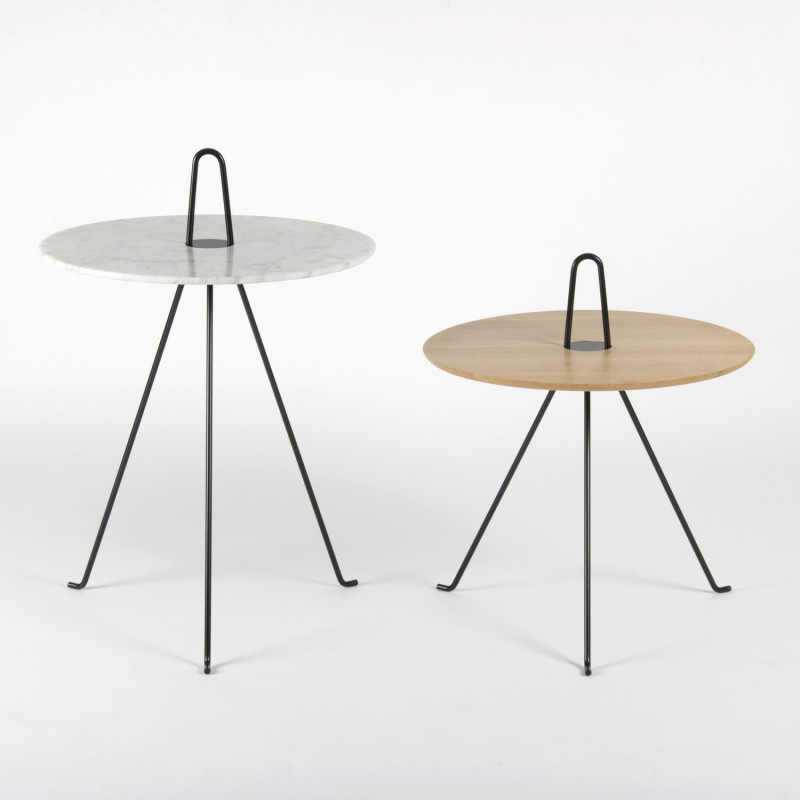 Tipi side Tables - 37 and 50cm - Carrara marble and solid oak