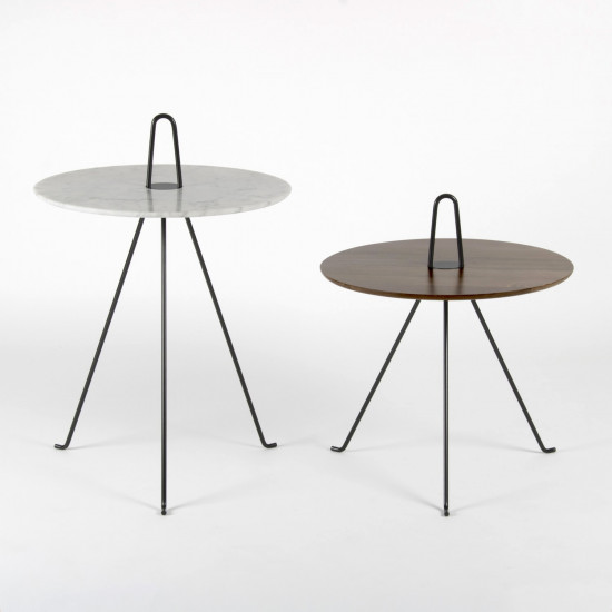 Tipi side tables - 37 and 50cm - Carrara marble and solid walnut
