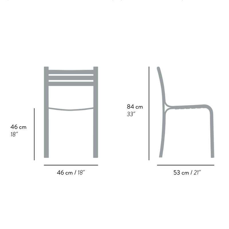 Dimensions of the Gabi wooden stacking chair