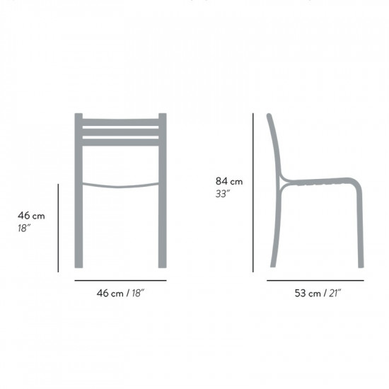 Dimensions de la chaise empilable en bois Gabi