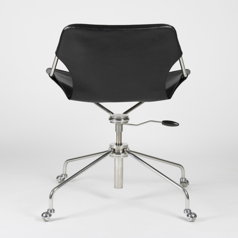 Fauteuil de Bureau en cuir végétal Paulistano - Noir - Acier inoxydable - vue de dos