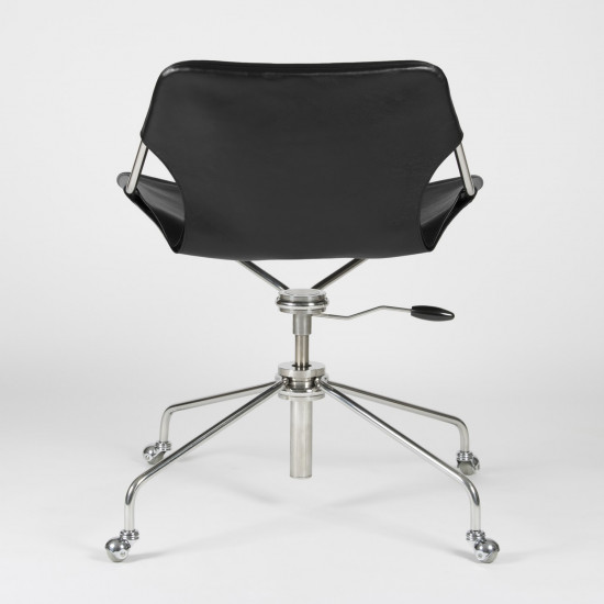 Paulistano Vegetable Leather Office Chair - Black - Stainless Steel - back view