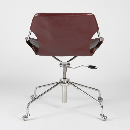 Fauteuil de Bureau en cuir végétal - Cognac - Acier inoxydable - vue de dos