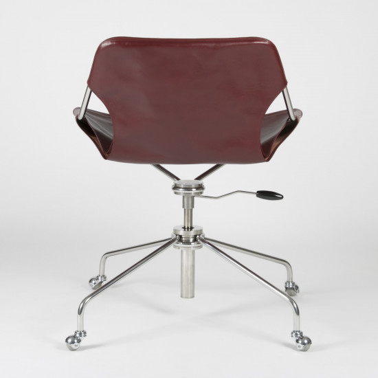 Paulistano Vegetable Leather Office Chair - Cognac - Stainless Steel - back view