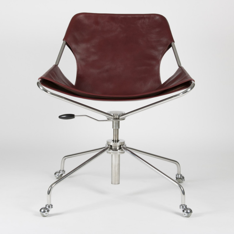 Paulistano Vegetable Leather Office Chair - Cognac - Stainless Steel - front view