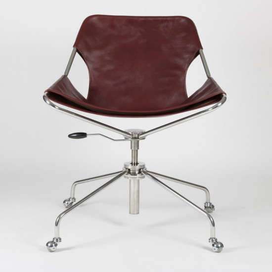 Paulistano Vegetable Leather Office Chair - Cognac - Stainless Steel - front view