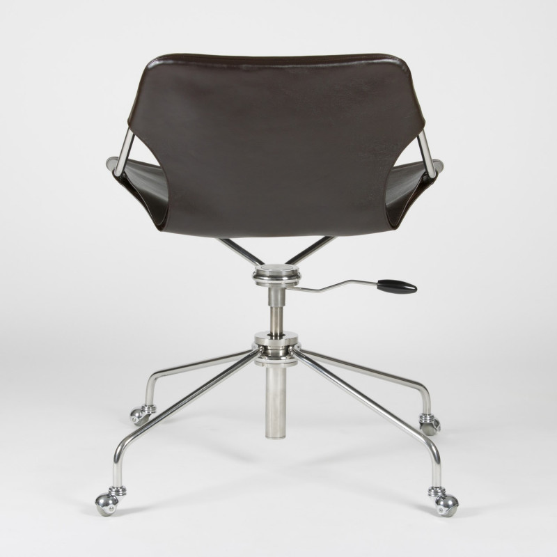 Paulistano Vegetable Leather Office Chair - Macassar - Stainless Steel - back view