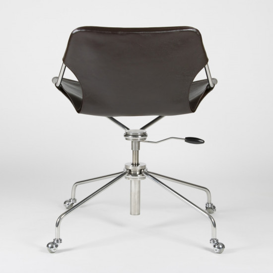 Fauteuil de Bureau en cuir végétal - Macassar - Acier inoxydable - vue de dos