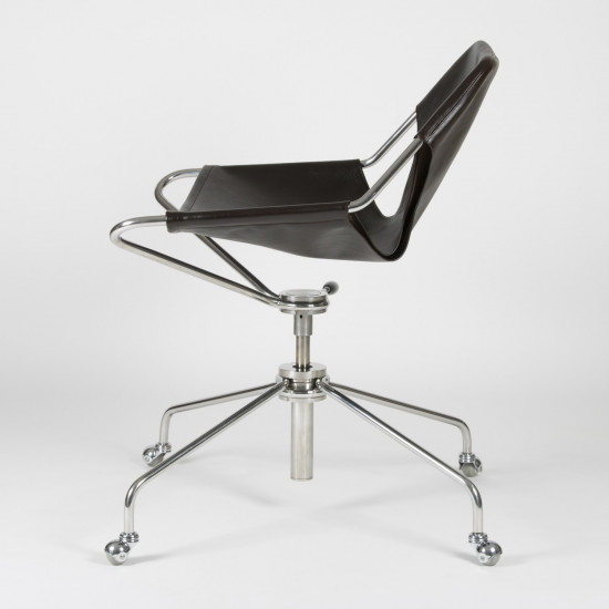 Paulistano Vegetable Leather Office Chair - Macassar - Stainless Steel - side view