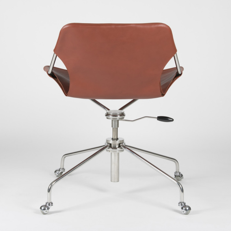 Paulistano Vegetable Leather Office Chair - Terracotta - Stainless Steel - back view