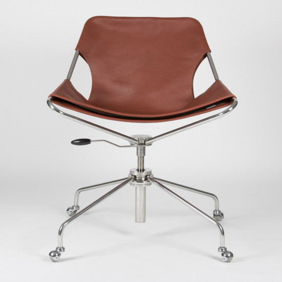 Paulistano Vegetable Leather Office Chair - Terracotta - Stainless Steel - front view