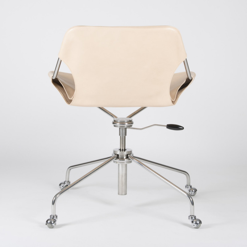 Fauteuil de Bureau en cuir végétal - Naturel VVN - Acier inoxydable - vue de dos