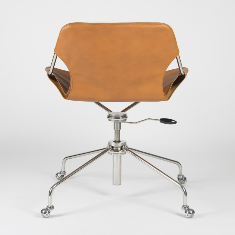 Fauteuil de Bureau en cuir végétal - Whisky - Acier inoxydable - vue de dos