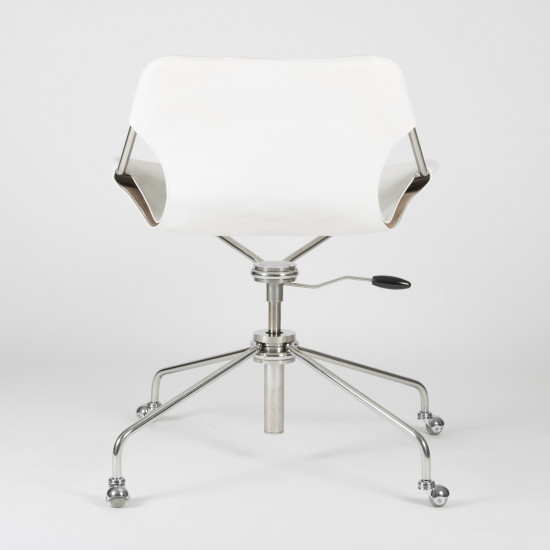 Fauteuil de Bureau en cuir végétal - Blanc - Acier inoxydable - vue de dos