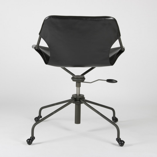 Fauteuil de Bureau en cuir végétal Paulistano - Noir - Acier phosphaté - vue de dos