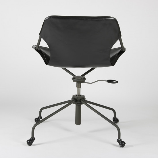 Paulistano Vegetable Leather Office Chair - Black - Phosphated Steel - back view