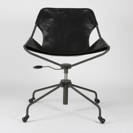 Paulistano Vegetable Leather Office Chair - Black - Phosphated Steel - front view
