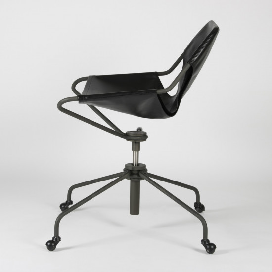 Paulistano Vegetable Leather Office Chair - Black - Phosphated Steel - side view