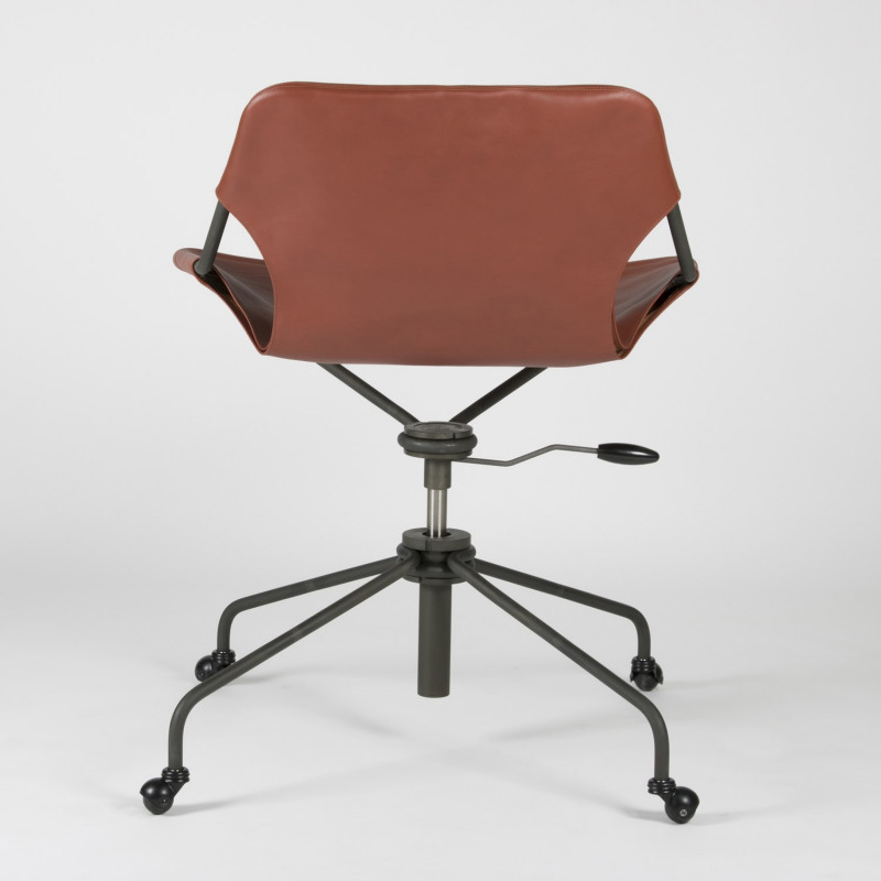 Fauteuil de Bureau en cuir végétal Paulistano - Terracotta - Acier phosphaté - vue de dos