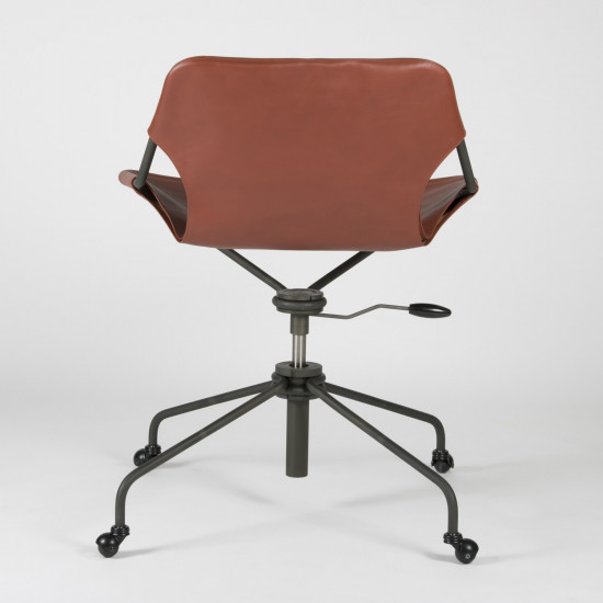 Fauteuil de Bureau en cuir végétal Paulistano - Terracotta - Acier phosphaté - vue de dos