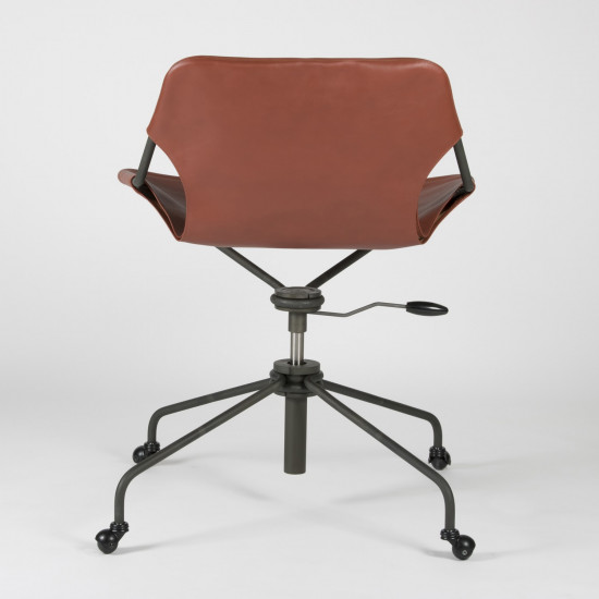 Paulistano Vegetable Leather Office Chair - Terracotta - Phosphated Steel - back view