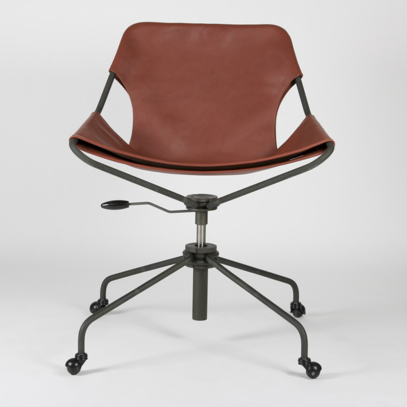 Fauteuil de Bureau en cuir végétal Paulistano - Terracotta - Acier phosphaté - vue de face