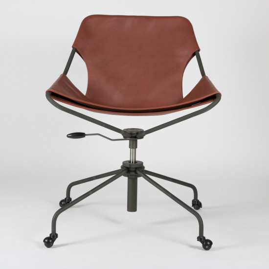 Fauteuil de Bureau en cuir végétal Paulistano - Terracotta - Acier phosphaté - vue de face