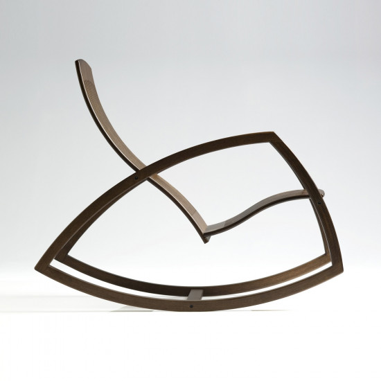 Gaivota wooden rocking Chair - Wallnut stained beech - side view
